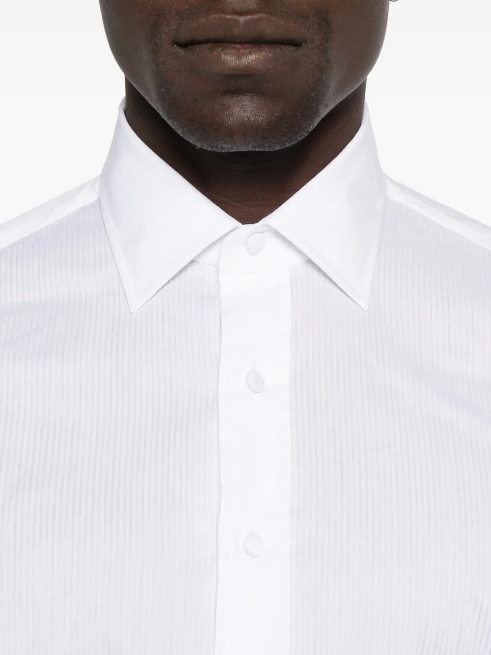 Tagliatore striped cotton shirt Wit