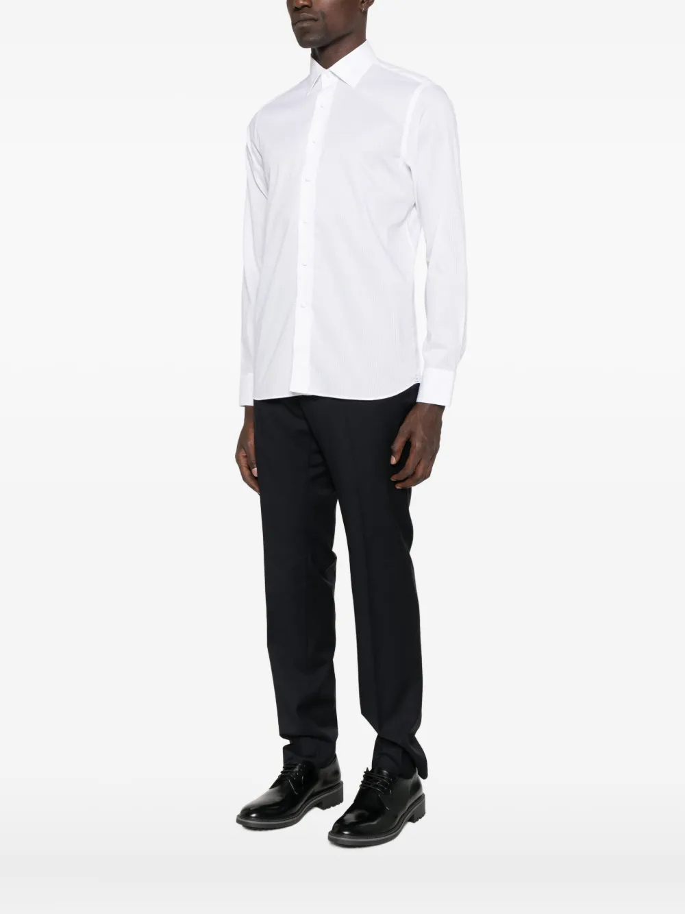 Tagliatore striped cotton shirt Wit
