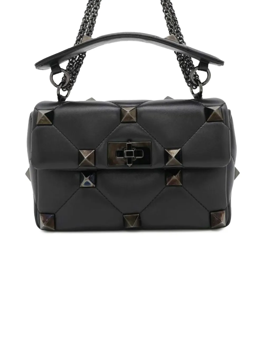 Valentino Garavani Pre-Owned 2018-2025 Medium Nappa Monochrome Roman Stud satchel | Black | Image 1