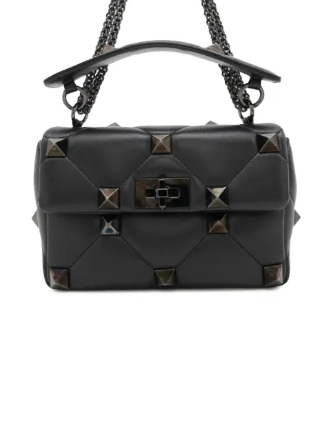 Valentino Garavani Pre-Owned 2018-2025 Medium Nappa Monochrome Roman Stud satchel