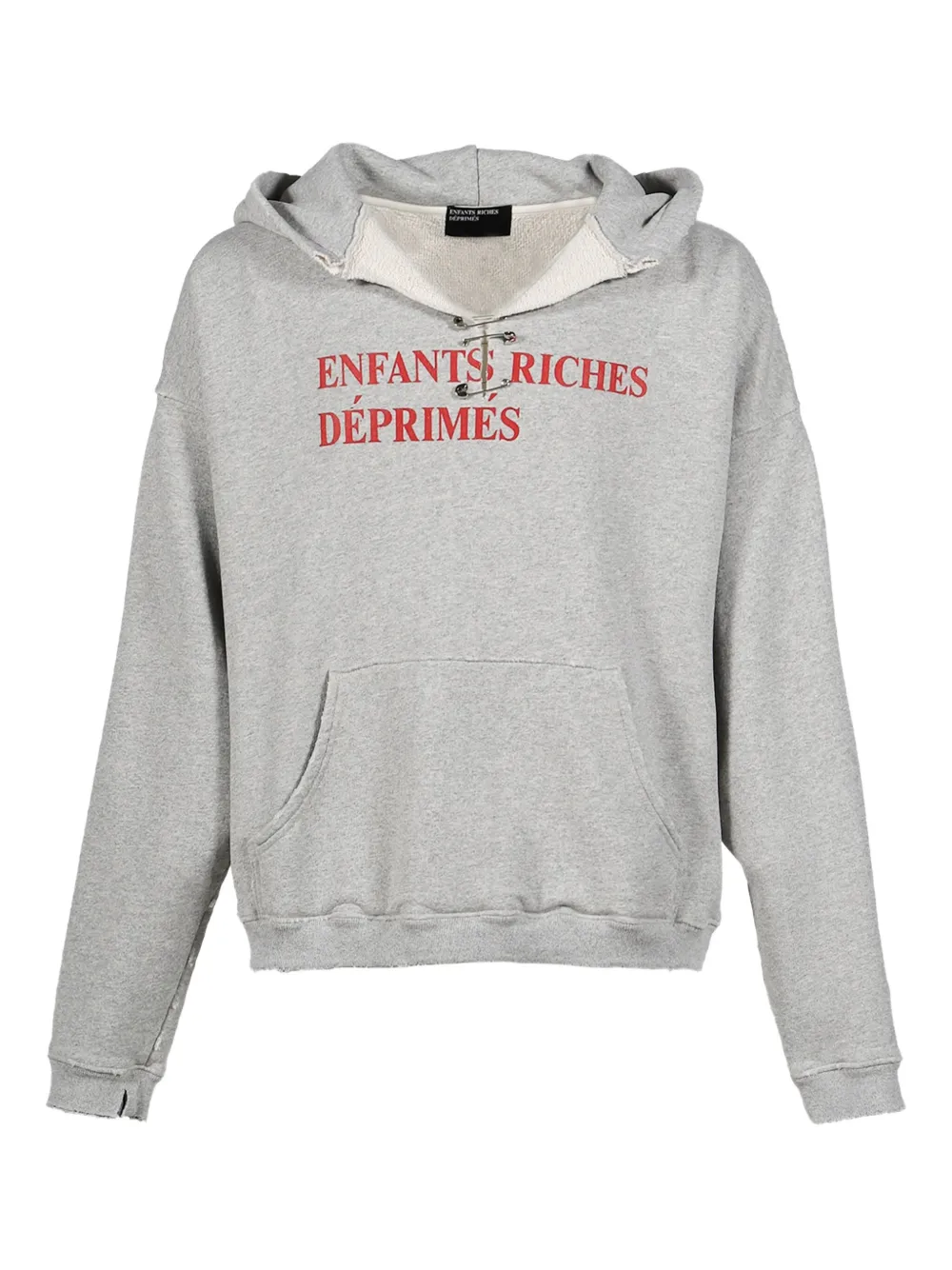 Enfants Riches Déprimés Gerafelde hoodie met logoprint Grijs
