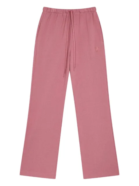 Open YY drawstring logo-embroidery trousers