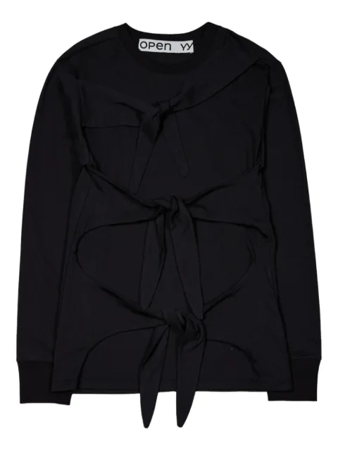 Open YY tie-detail long-sleeve top