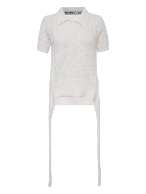 Open YY cable-knit polo top