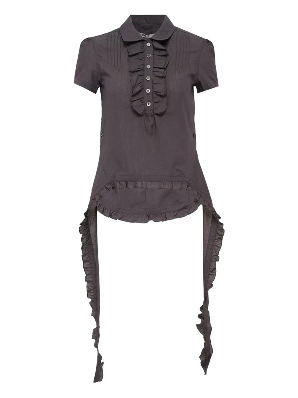 Open YY ruffled-detail blouse | Black | Image 1