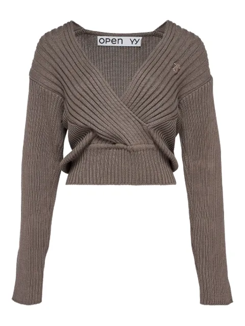 Open YY ribbed wrap-effect sweater