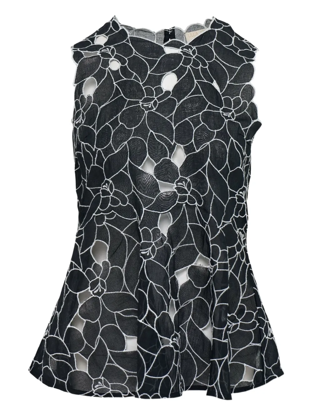 Ulla Johnson Cut-out Floral Tank Top In Black