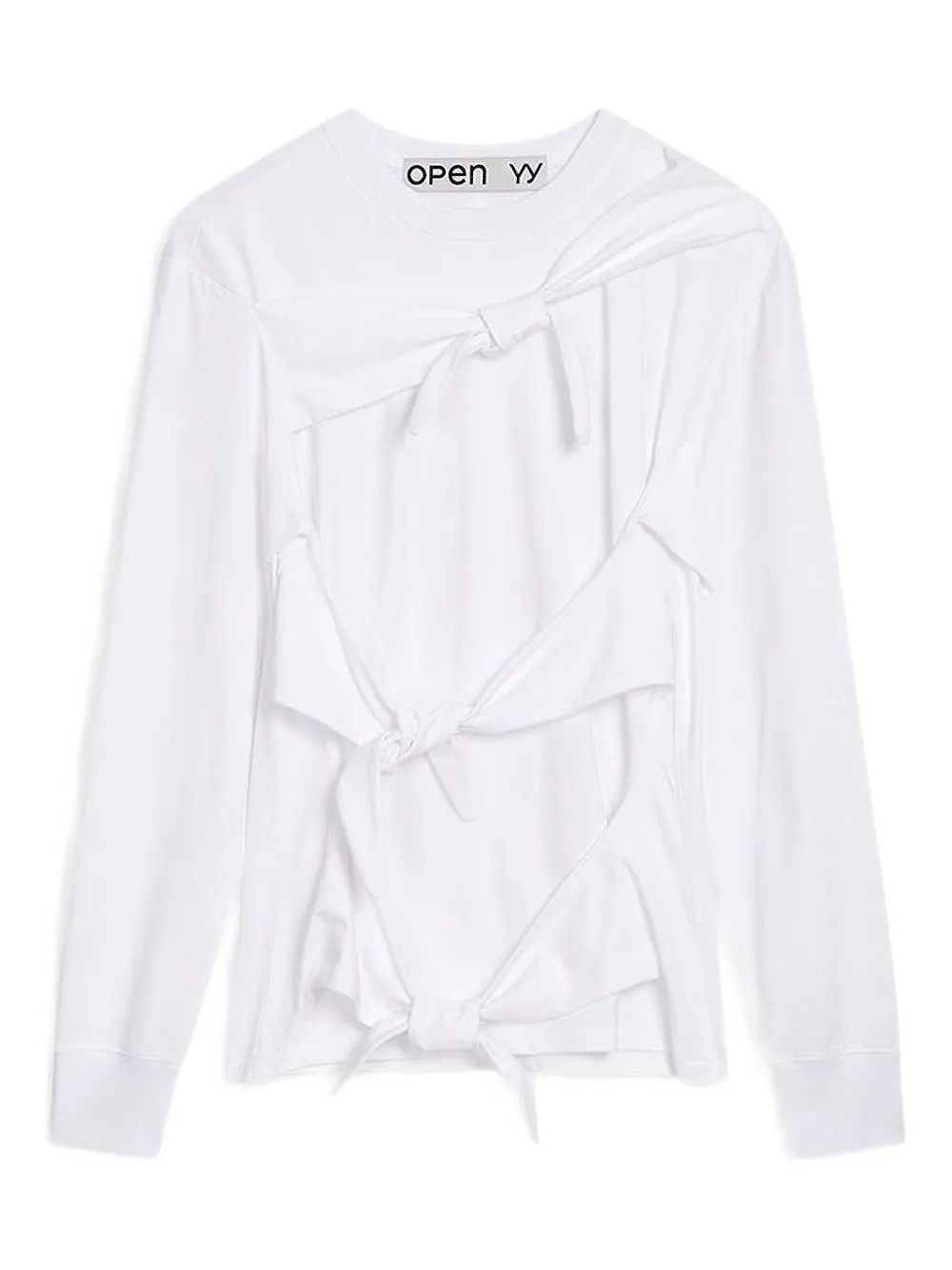 Open YY knotted long-sleeve T-shirt | White | Image 1