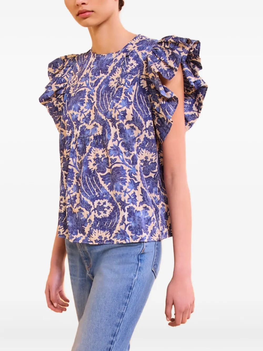Ulla Johnson floral-print ruffled blouse | Blue | Image 1