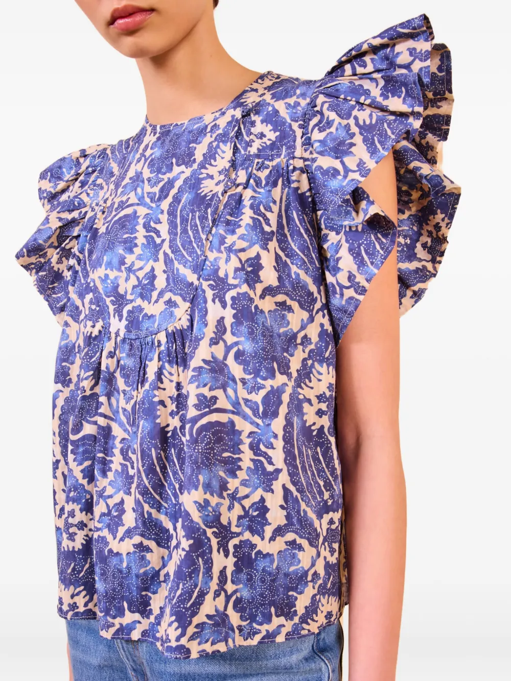 Ulla Johnson Sienna Flutter Sleeve Top In Ocean In Blue