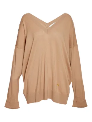 STELLA McCARTNEY Vネックセーター 44 Women タン ベージュ Vネック ロングスリーブ セーター | Stella