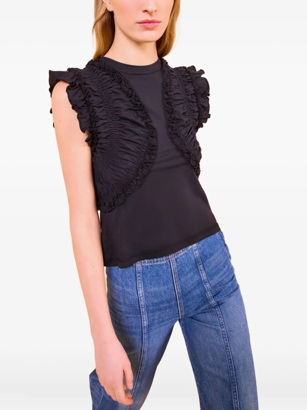 Ulla Johnson ruffled smocked top | Black | Image 1
