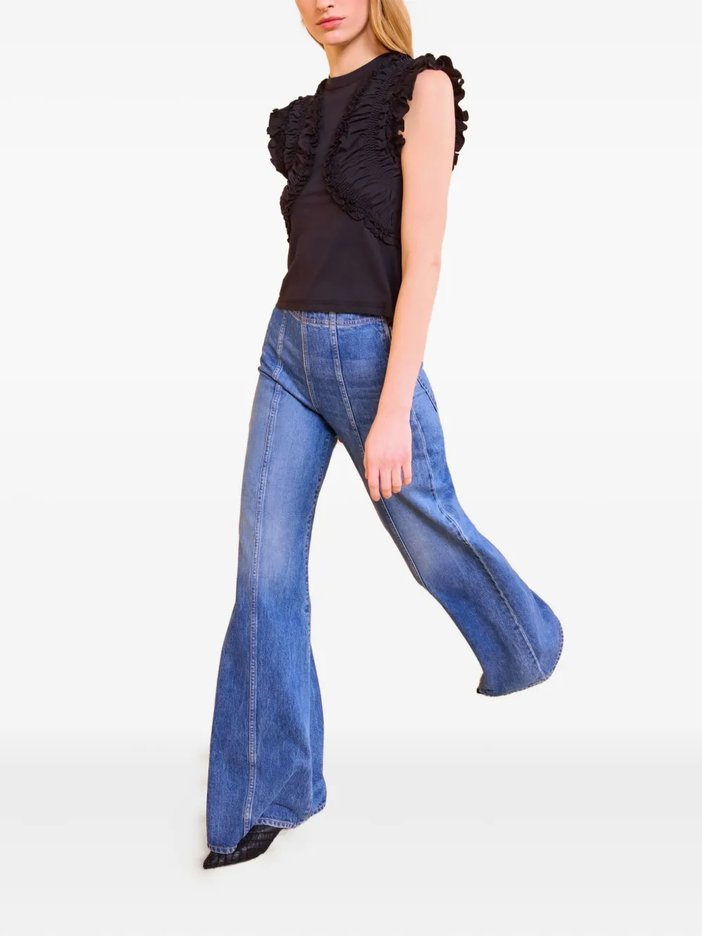 Ulla Johnson Gesmockte top met ruches - Zwart