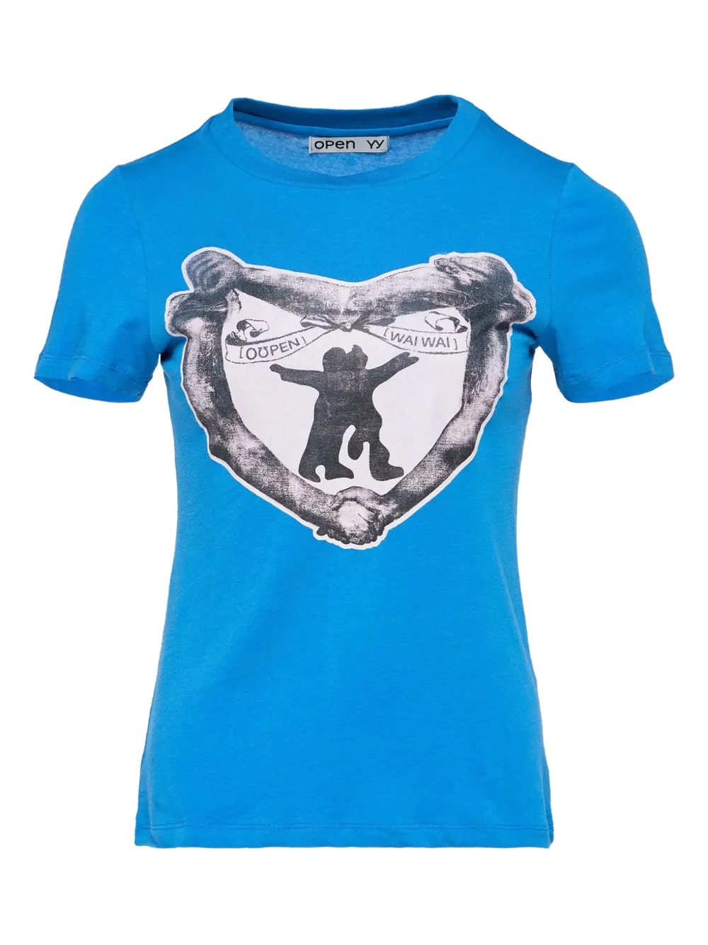 Open YY heart-print T-shirt | Blue | Image 1
