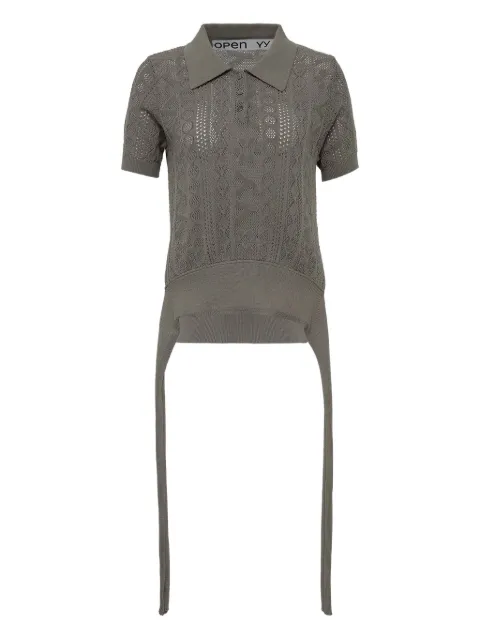 Open YY polo-neck open-knit top
