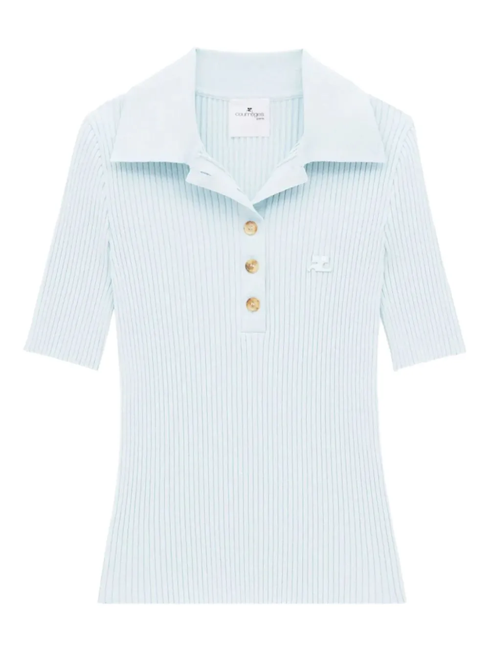 Courrèges ribbed polo top Blauw