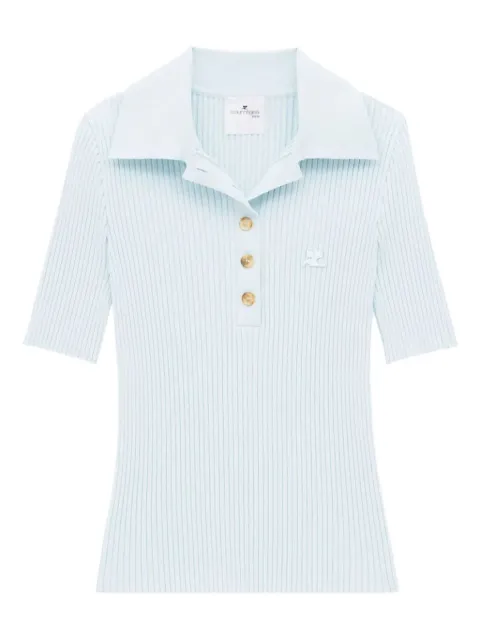 Courrèges ribbed polo top