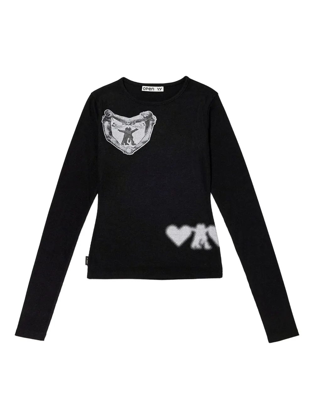 Open YY graphic-print long-sleeve T-shirt | Black | Image 1