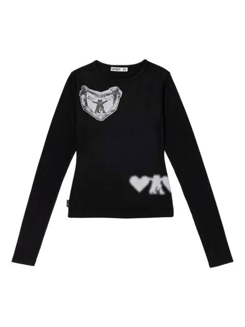 Open YY graphic-print long-sleeve T-shirt