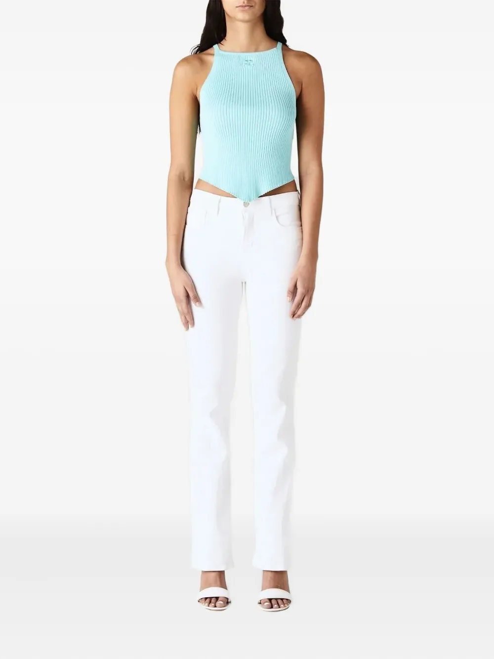 Courrèges Ribbed Tank Top In Blue