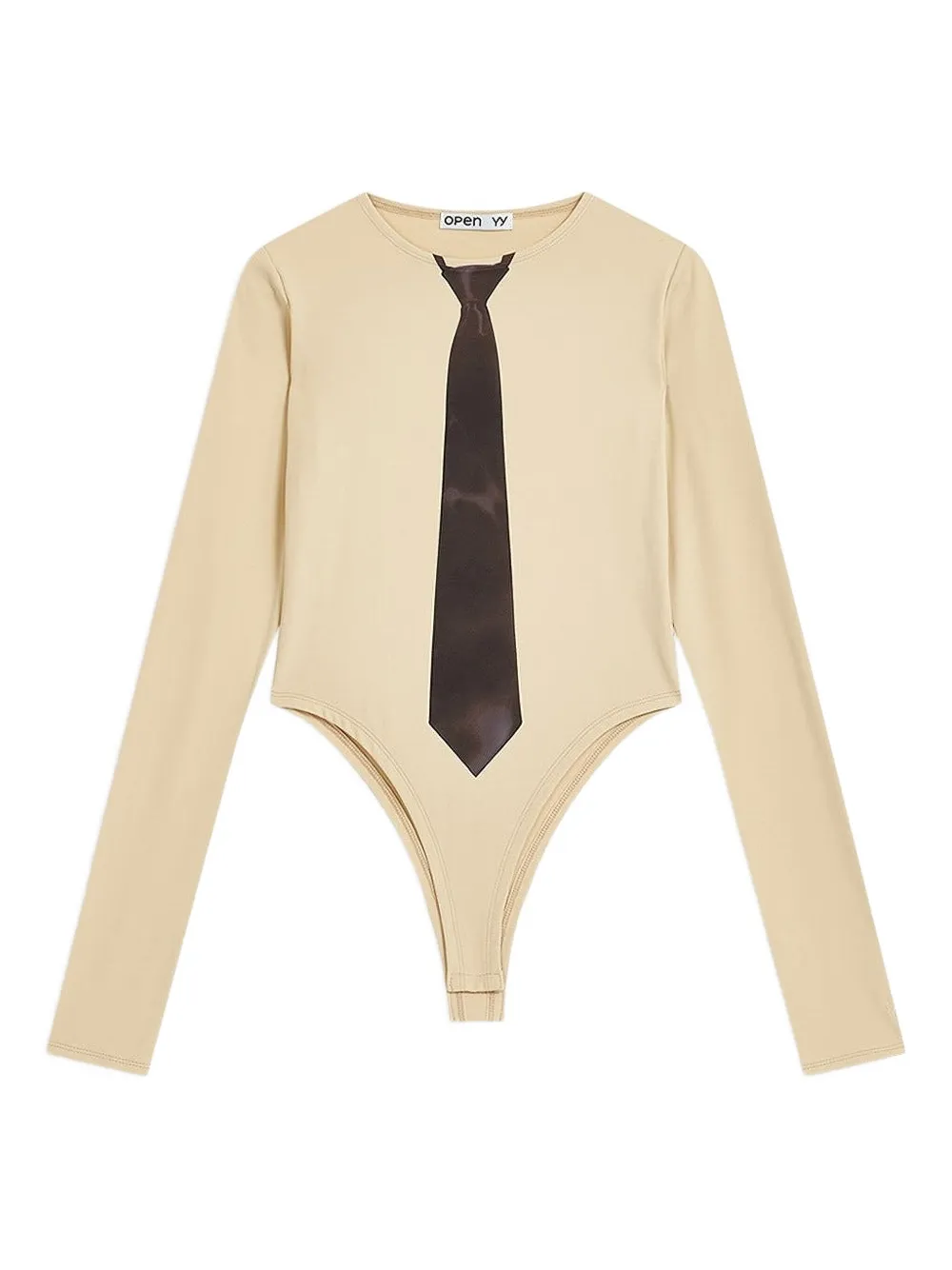 Open YY tie-print bodysuit | Neutrals | Image 1