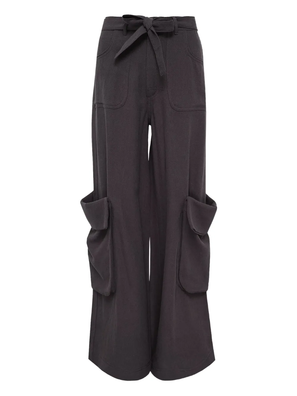 Open Yy Belted Cargo Trousers In Black