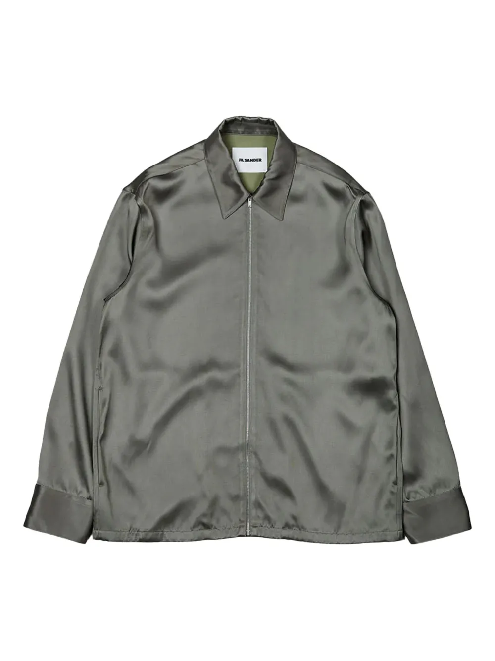 Jil Sander zip-up satin shirt jacket Groen