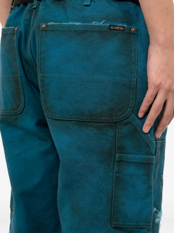 KAMIYA ダメージ コットンパンツ | ブルー | FARFETCH JP