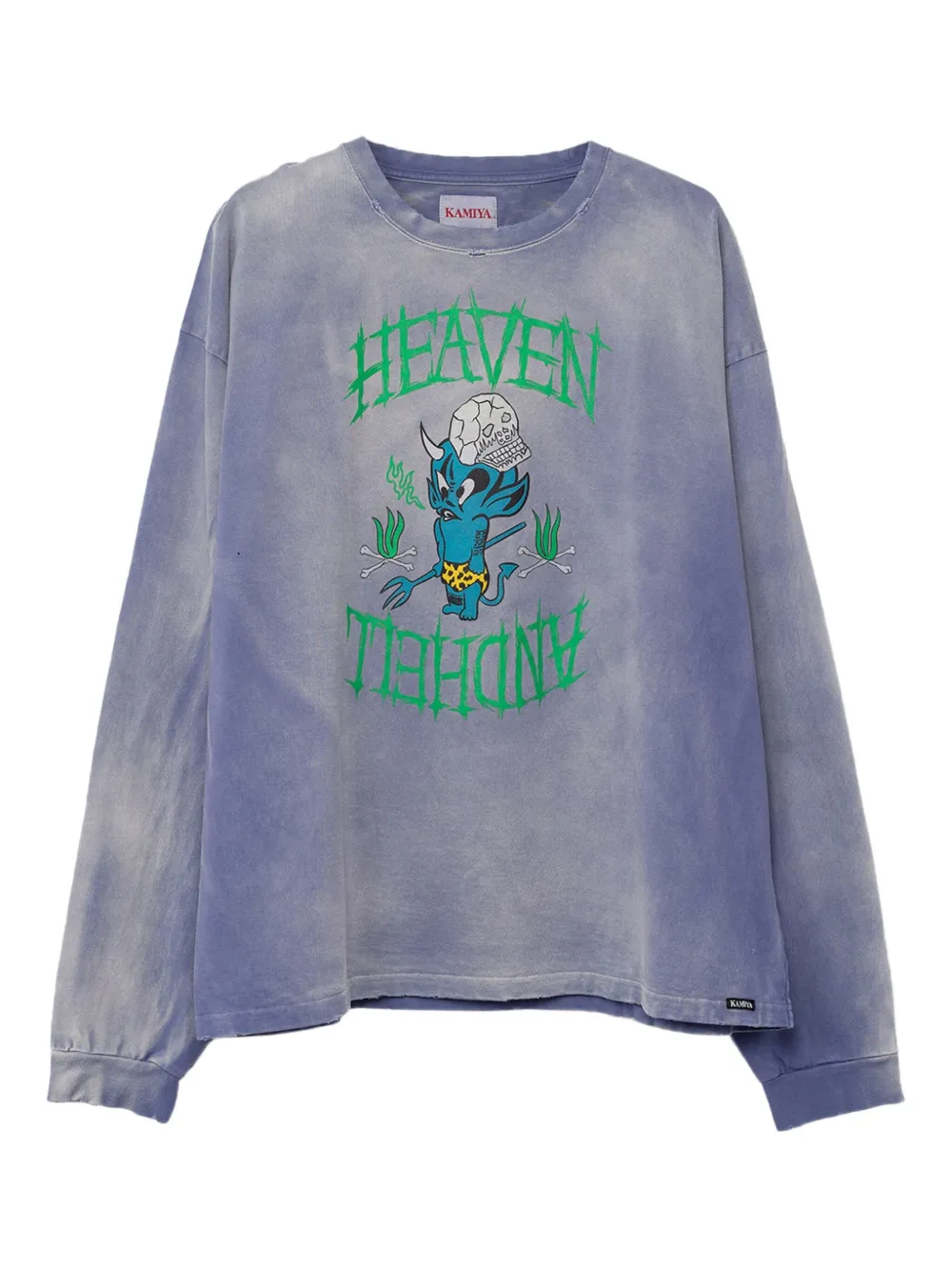 KAMIYA  devil-print long-sleeve T-shirt | Purple | Image 1