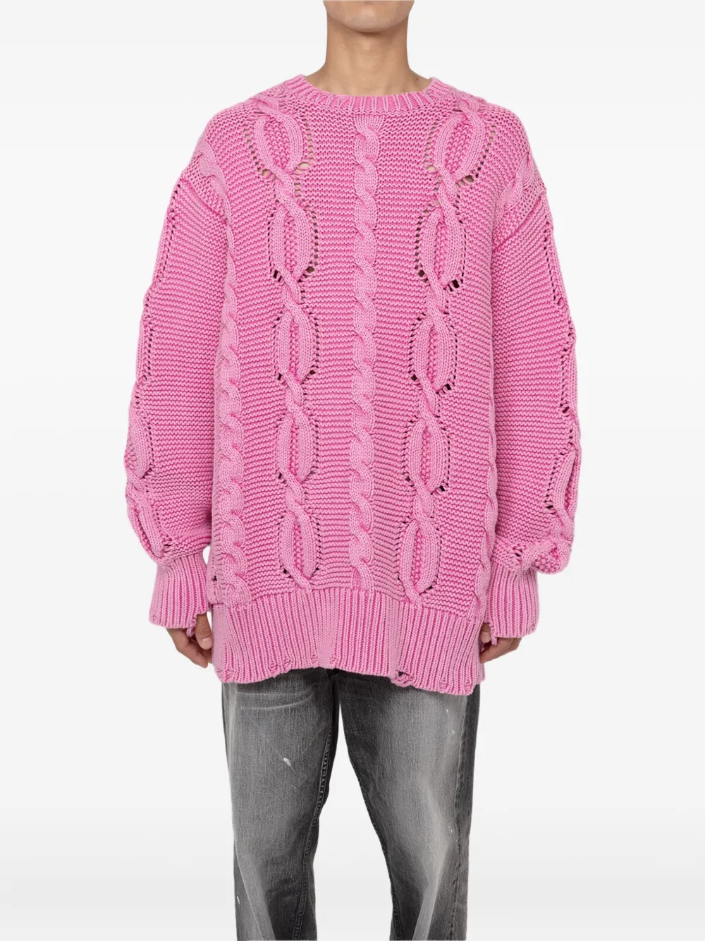KAMIYA  cable-knit frayed sweater | Knitted Sweaters | Image 2