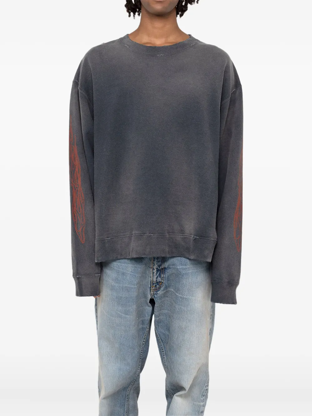 KAMIYA Sweater met vlammenprint - Zwart