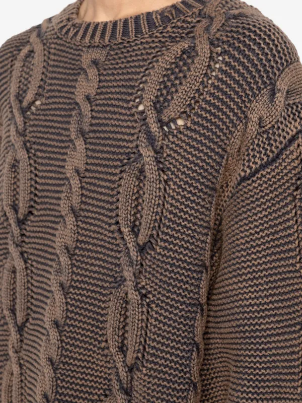 KAMIYA Cable Knit Sweater | Brown | FARFETCH AO