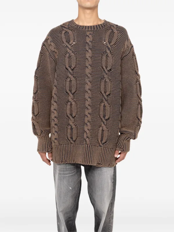 KAMIYA Cable Knit Sweater | Brown | FARFETCH AO