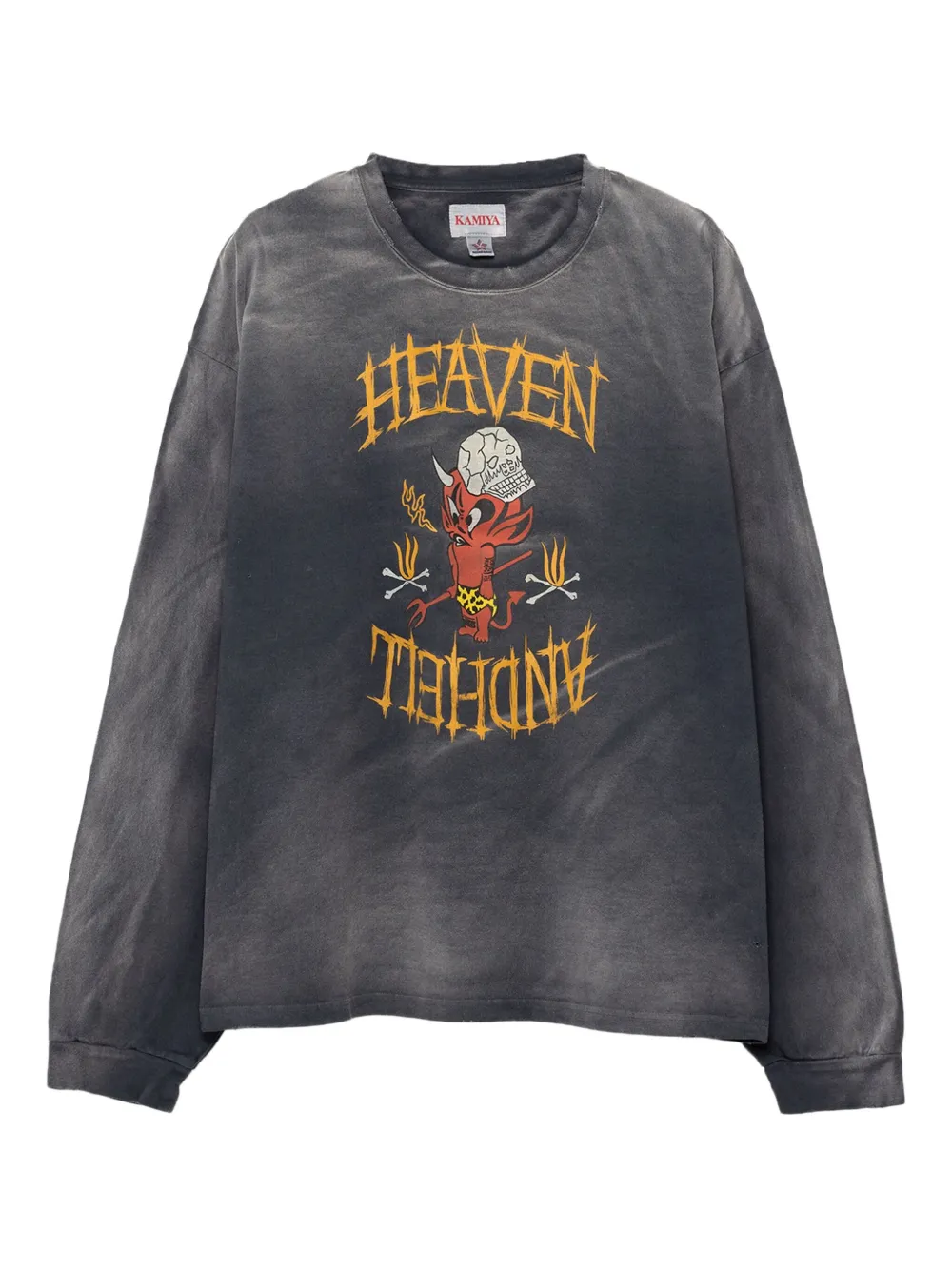 KAMIYA  devil-print long-sleeve T-shirt | Grey | Image 1