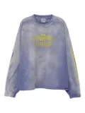 KAMIYA skull-print flame-sleeve T-shirt - Purple