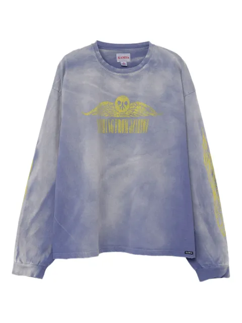 KAMIYA  skull-print flame-sleeve T-shirt