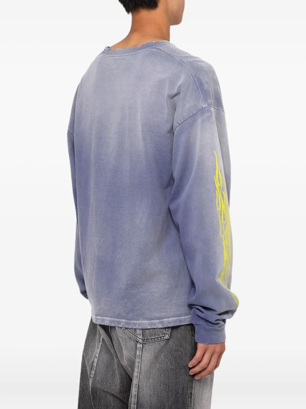Kamiya Skull-print Flame-sleeve T-shirt In Purple