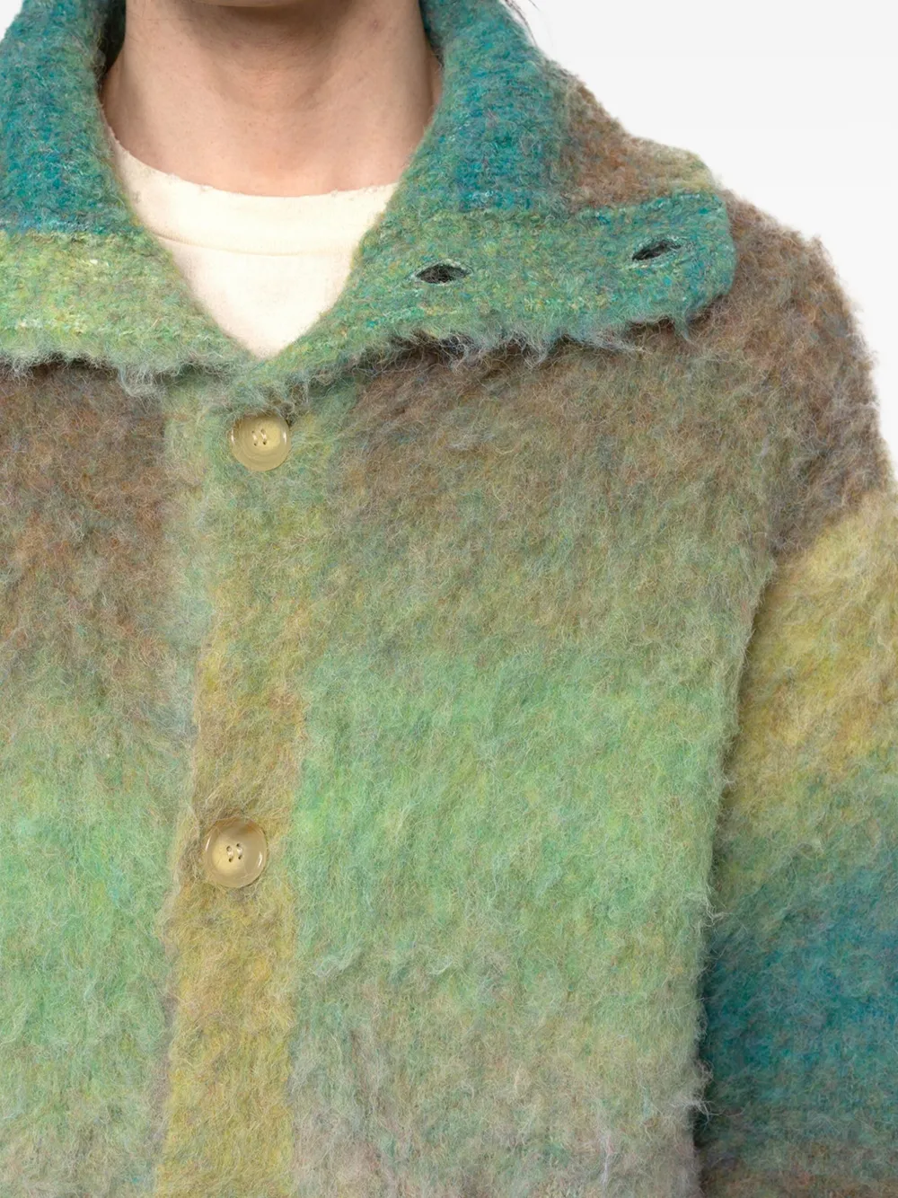 Kamiya Shawl-collar Knit Jacket In Green