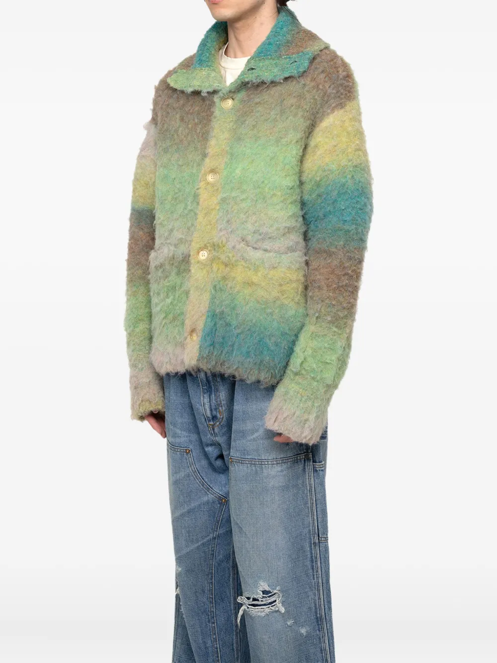 Kamiya Shawl-collar Knit Jacket In Green