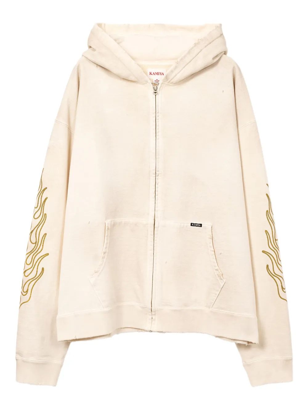KAMIYA  flame-print zip-fastening hoodie | White | Image 1