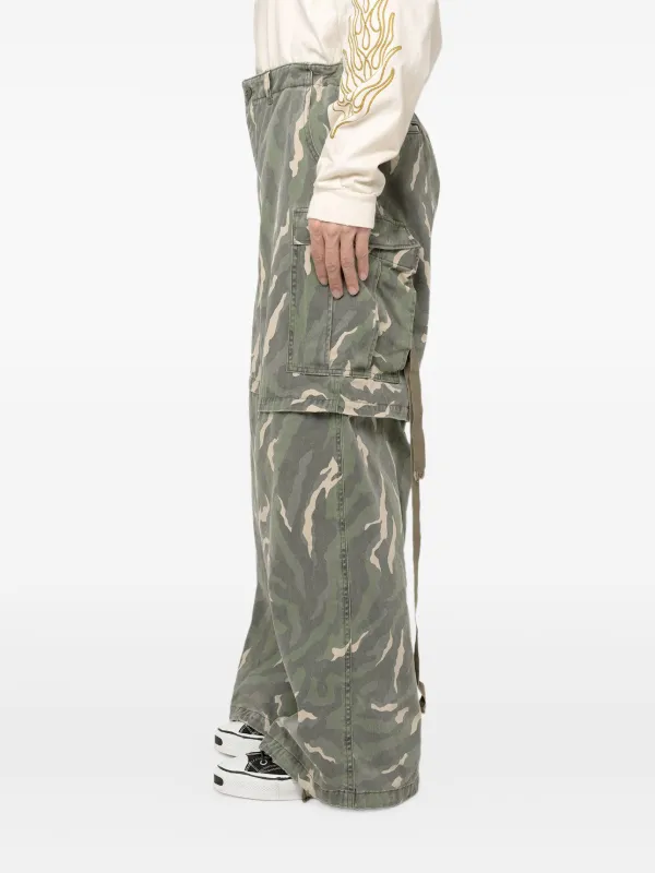 【Letao】KAMIYA CamouflageCargoPants KAMIYA Camouflage Cargo wide-leg Trousers | Green | FARFETCH GE