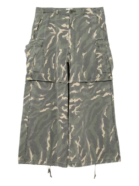 KAMIYA  camouflage cargo wide-leg trousers