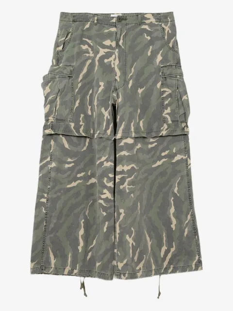 KAMIYA  camouflage cargo wide-leg trousers
