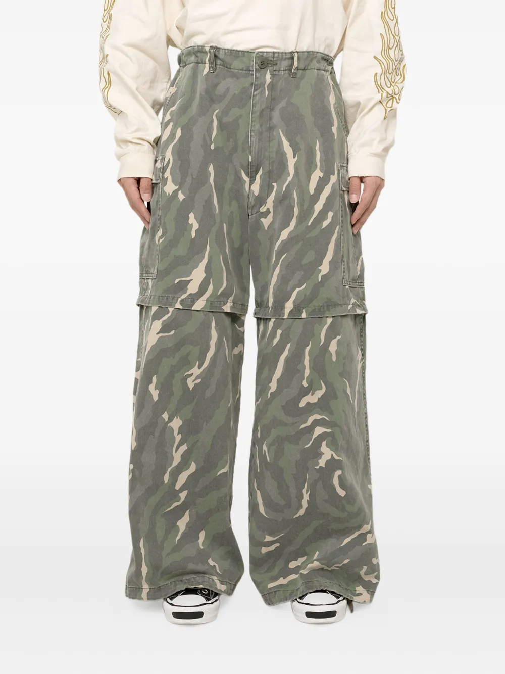 KAMIYA Cargo broek met camouflageprint - Groen