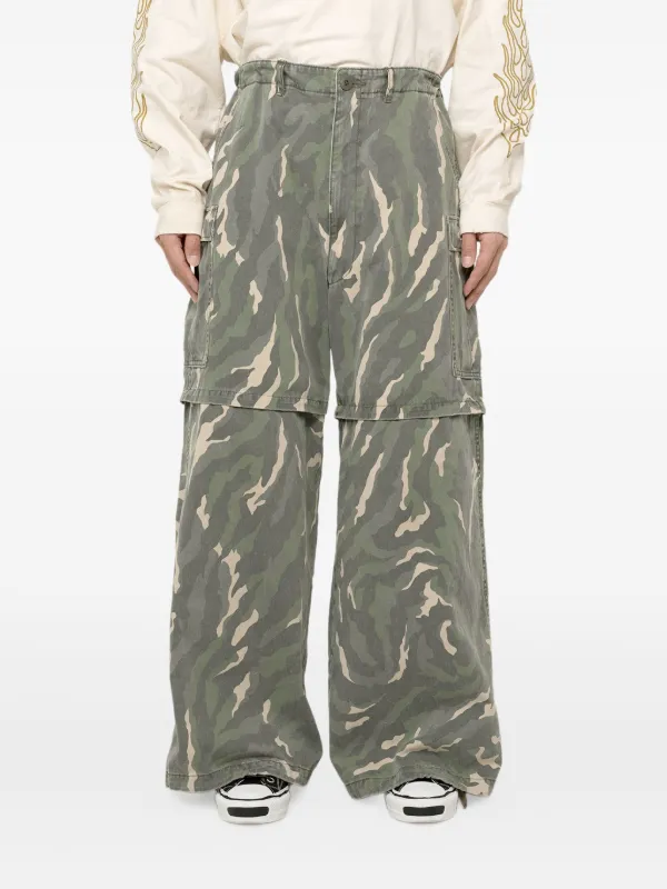 KAMIYA Camouflage Cargo wide-leg Trousers | Green | FARFETCH GE