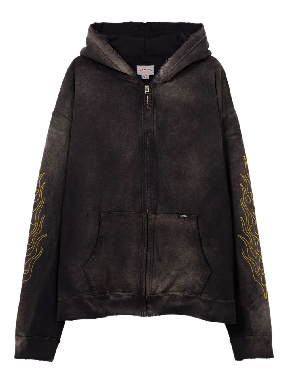 KAMIYA  flame-print zip-fastening hoodie | Black | Image 1