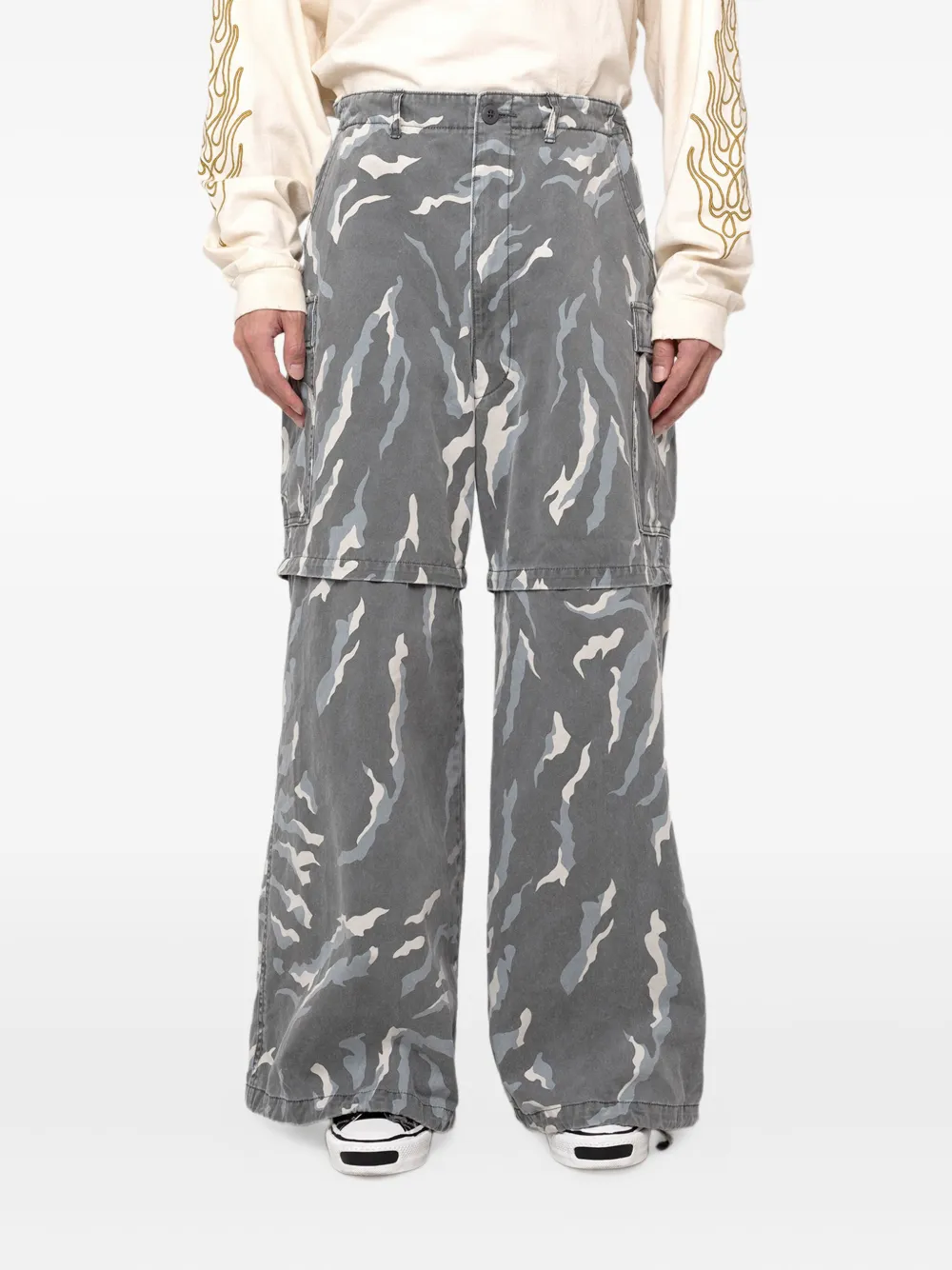 KAMIYA Cargo broek met camouflageprint - Grijs