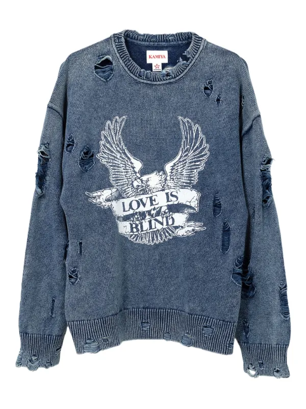 トップス KAMIYA Distressed Knit Pullover BLACK M KAMIYA Distressed Knit Pullover （BLACK） -FASCINATE