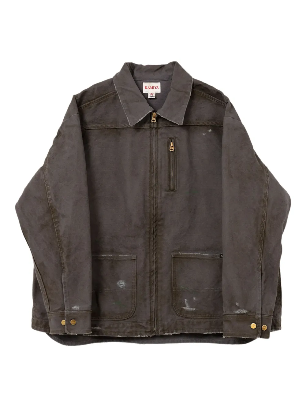 KAMIYA  distressed pocketed denim jacket | Grey | Image 1