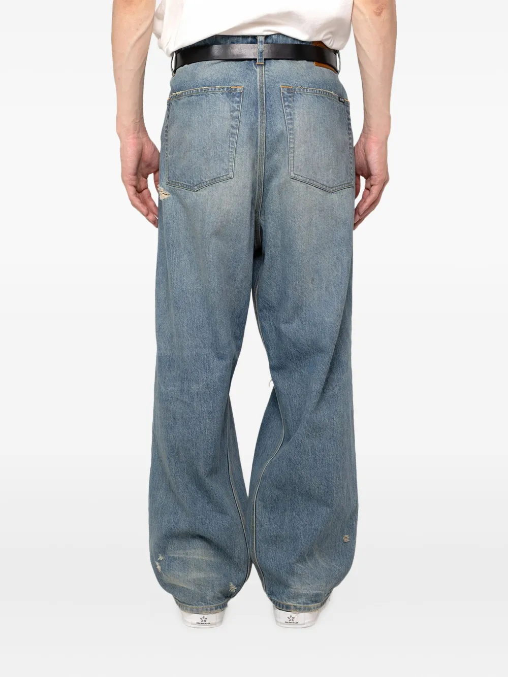 Kamiya Distressed Ripped Trousers In Blue